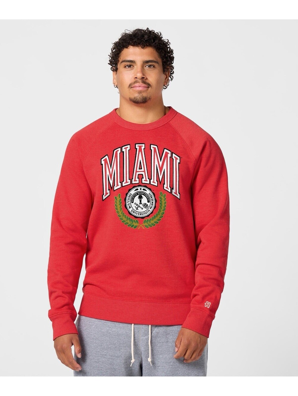 Homage Miami University Crest Crewneck Unisex Red Sweatshirt XS